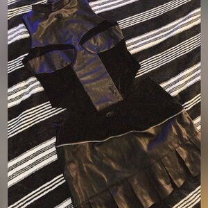 Luxe to Kill Crocodile Leather Black Mini Skirt Set